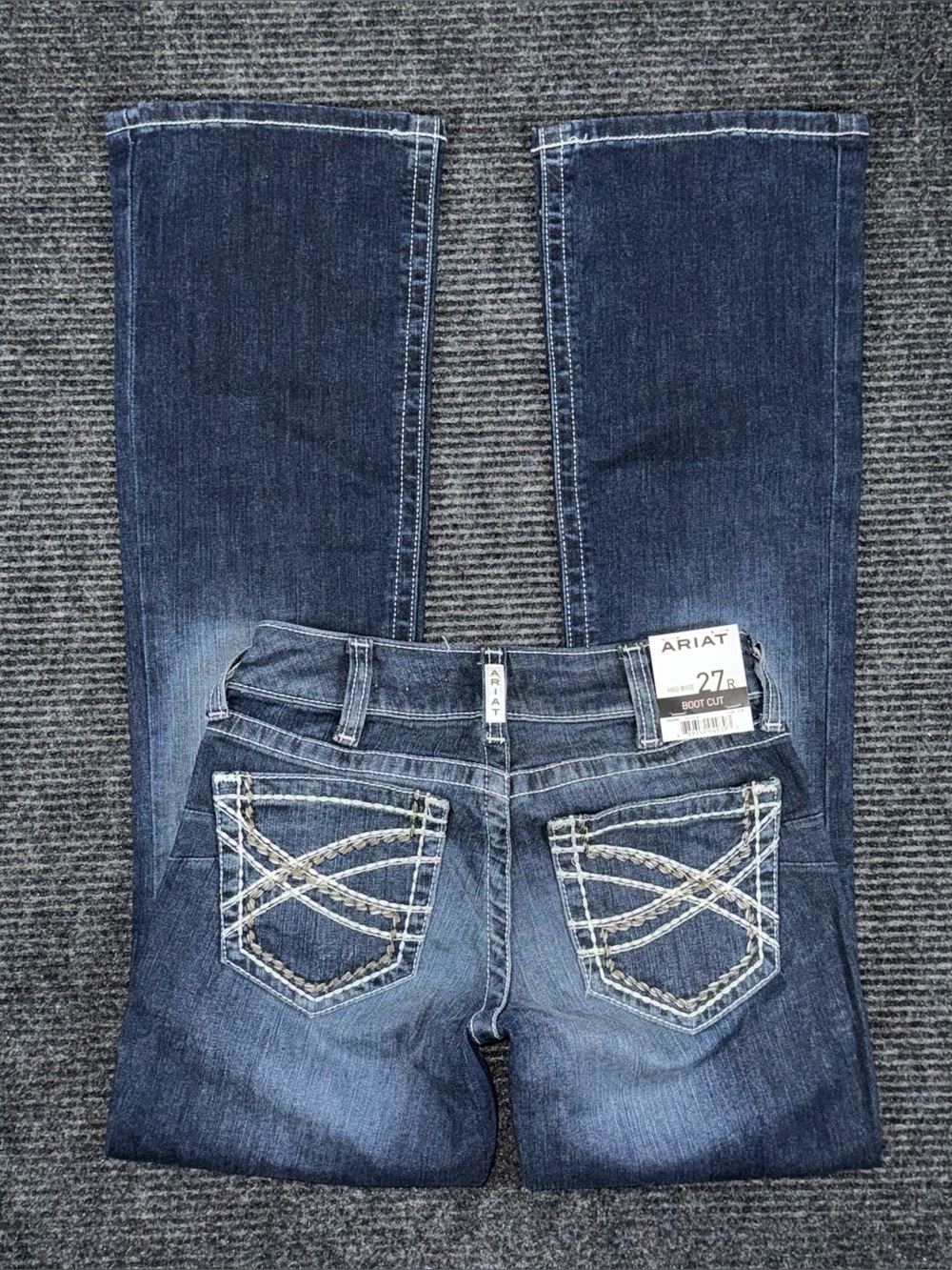 Ariat NWT REAL Mid Rise Stretch Entwined Boot Cut Jean Marine Size 27 R 10017510